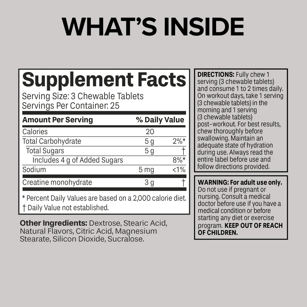 Six Star Creatine Chews Paradise Punch | 3G Pure Creatine Monohydrate per Serving | Compare to Creatine Gummies | Muscle Gain, Strength, Recovery, & Cognitive Health | 75 Chews