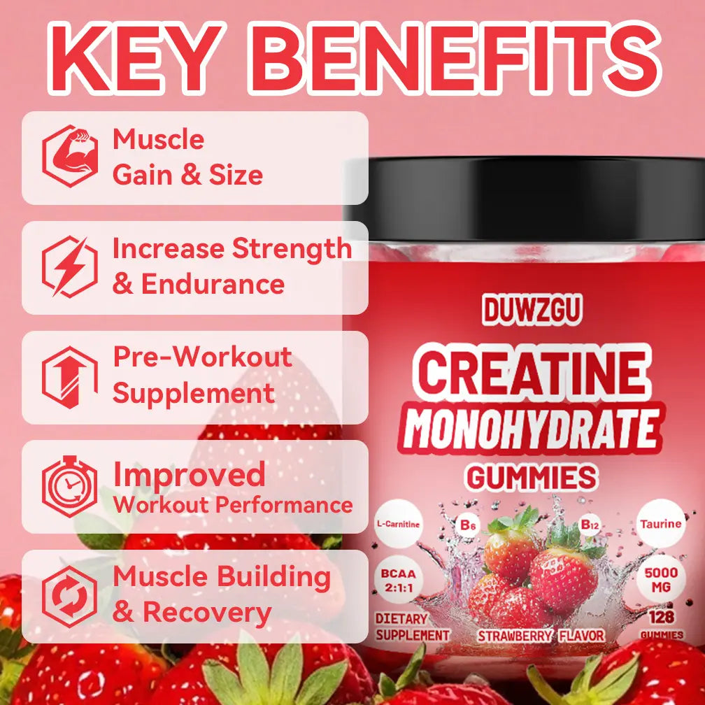 Creatine Gummies Bulk Tub 128Ct (450G) – Power & Strength Booster, Performance Enhancer, Fast Recovery & Muscle Growth Pre-Workout Supplement
