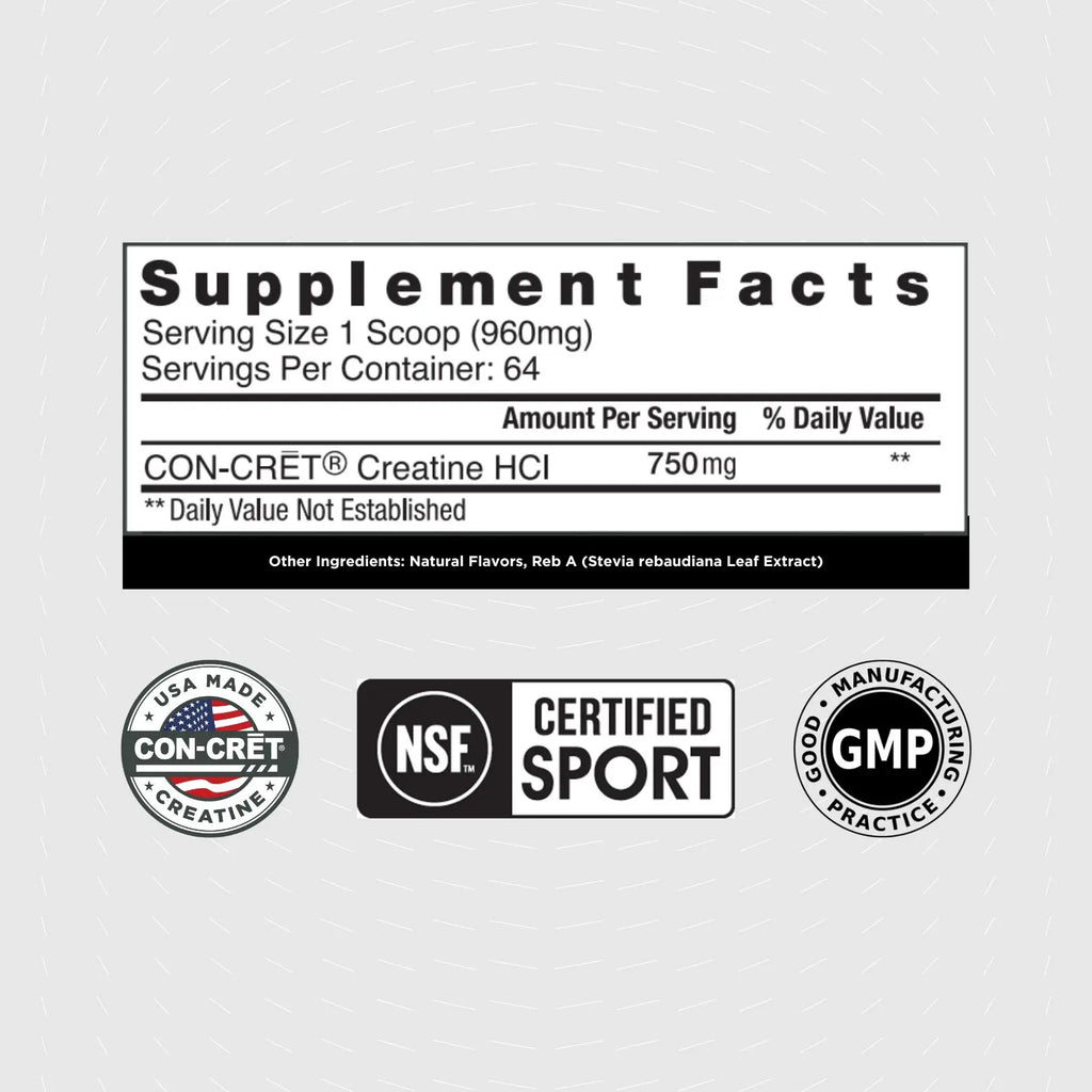 CON-CRĒT® Creatine Hcl Powder - Flavored Sports Nutrition Fitness