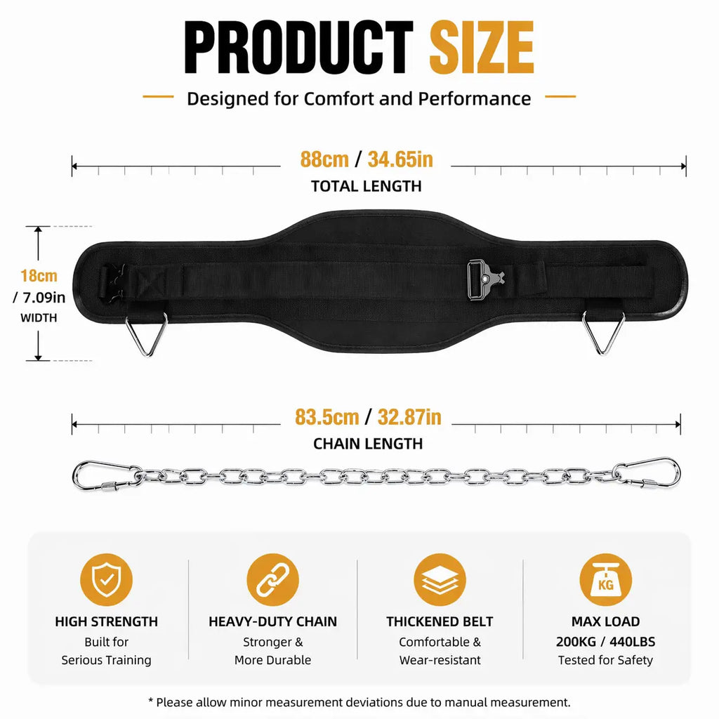 Weighted Dip Belt for Pull-Ups, Dips & Squats – Heavy-Duty Steel Chain, Padded Comfort Belt, Adjustable Strength Training Accessory for Men & Women