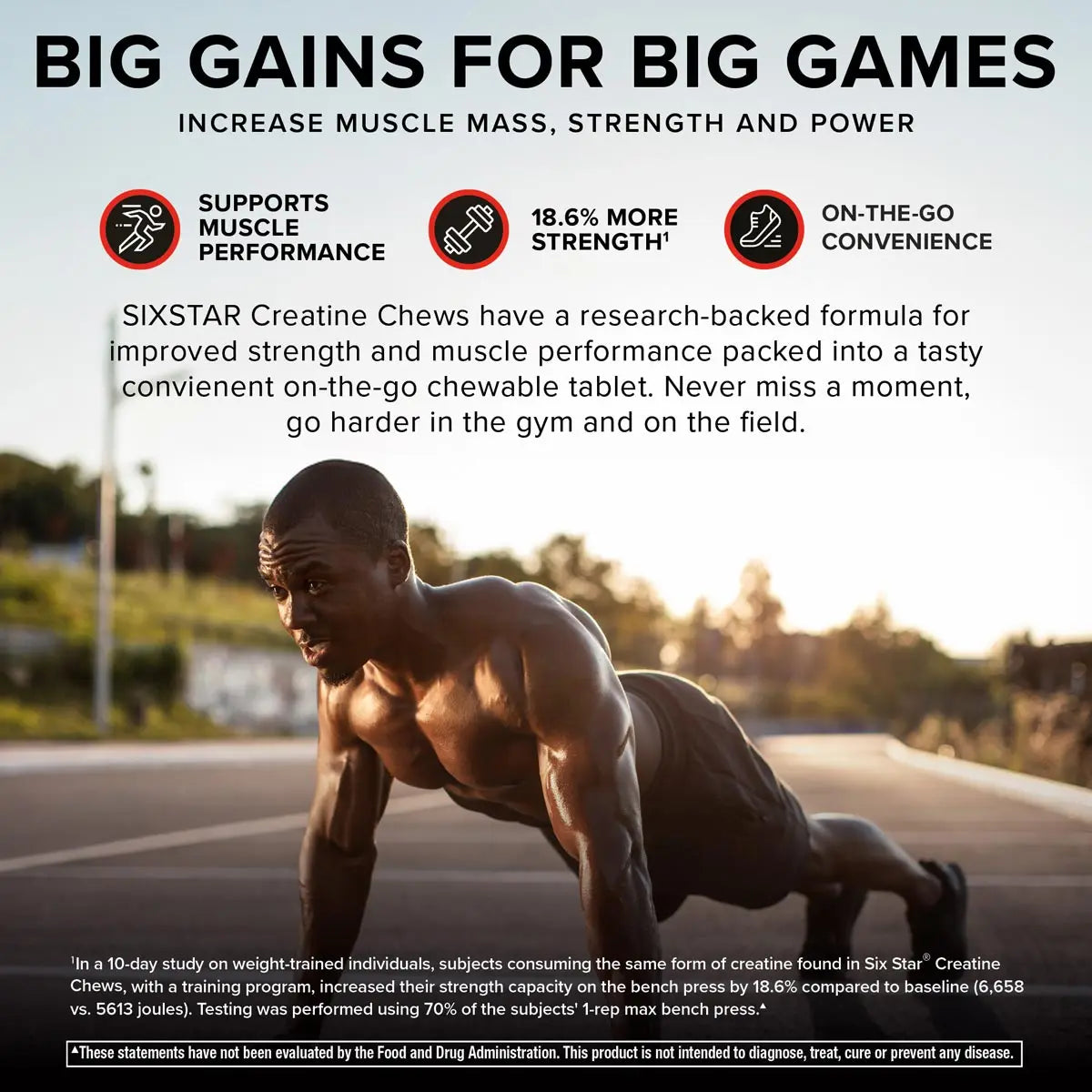 Six Star Creatine Chews Paradise Punch | 3G Pure Creatine Monohydrate per Serving | Compare to Creatine Gummies | Muscle Gain, Strength, Recovery, & Cognitive Health | 75 Chews